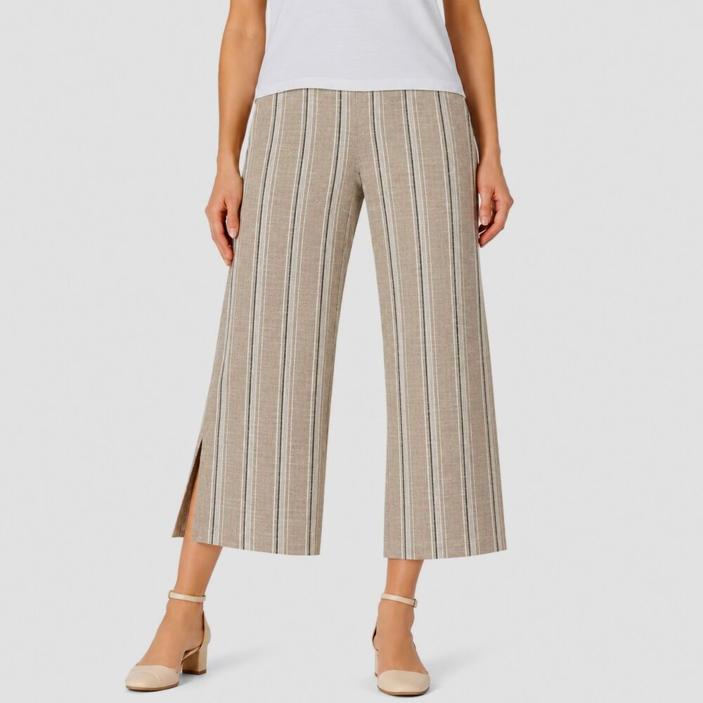 J. Jill Beige Pants Size Large Crop Linen Blend NWOT Inspection Stickers Intact